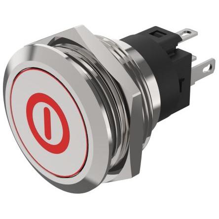 EAO Tlačítkový spínač, řada: 82 IP65, IP67 SPDT Panel Okamžité Osvětlené 31 x 31 mm 3A, barva LED: Červená 240 V dc 240