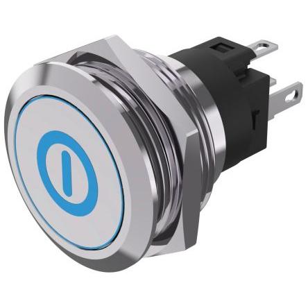 EAO Tlačítkový spínač, řada: 82 IP65, IP67 SPDT Panel Okamžité Osvětlené 31 x 31 mm 3A, barva LED: Modrá 240 V dc 240 V