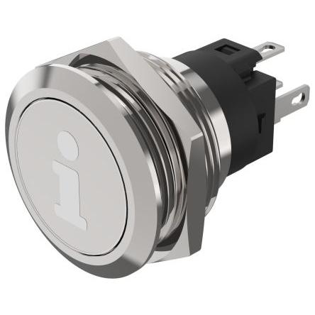 EAO Tlačítkový spínač, řada: 82 IP65, IP67 SPDT Panel Okamžité Osvětlené 31 x 31 mm 3A, barva LED: Bílá 240 V dc 240 V