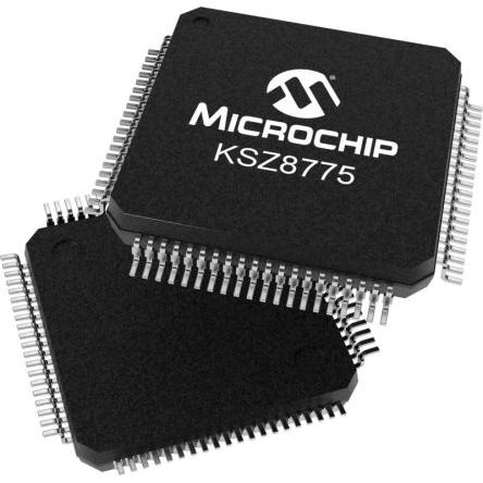 Microchip IO ethernetového přepínače KSZ8775CLXIC 100 Mbps 3.3 V RMII, RGMII, MII, počet kolíků: 80 kolíkový 3.46V, LQFP