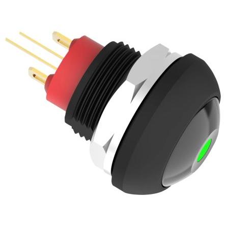 TE Connectivity Tlačítkový spínač, řada: PB6 IP68 1 NO Panel Zap-vyp Osvětlené, barva LED: Zelená