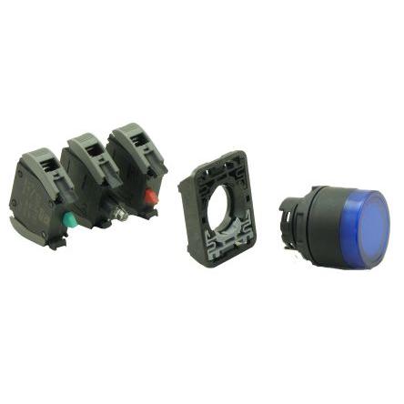 RS PRO Tlačítkový spínač, řada: ECX4 IP65 1 NO/1 NC Panel Osvětlené 23 mm Modrá 24V