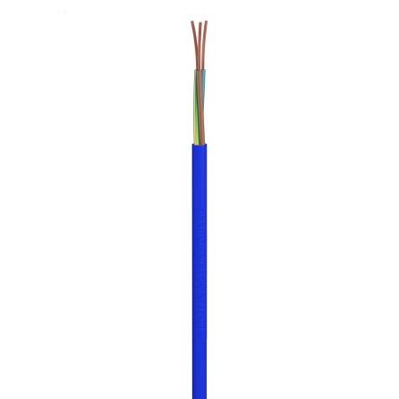 RS PRO Napájecí kabel 3žilový 50 m Polyvinylchlorid plášť, Modrá, vnější průměr: 9.4 mm OD, 300V, 500 V 60 °C