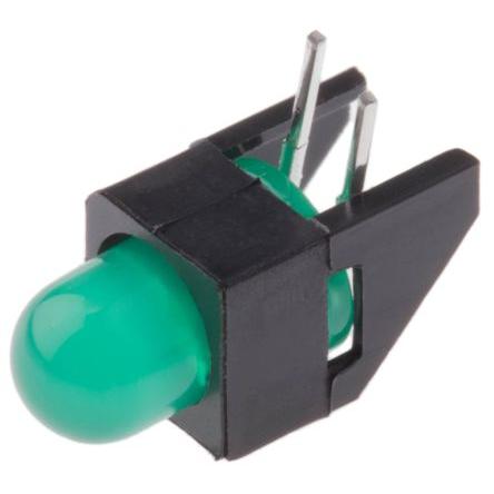 PCB LED indikátor, řada: HLMP barva Zelená Pravý úhel 1 LED 5 mm (T-1 3/4) 60 ° Broadcom 2.7 V