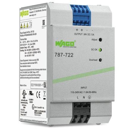 WAGO Napájecí zdroj na lištu DIN 787, počet výstupů: 1 Spínaný režim 230V ac/dc 5 A AC/DC 24V dc DC 120 W