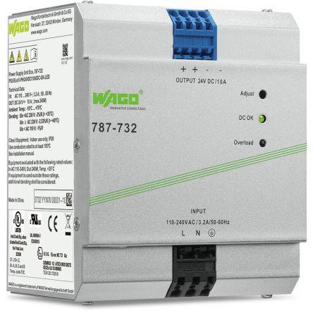 WAGO Napájecí zdroj na lištu DIN 787, počet výstupů: 1 Spínaný režim 230V ac/dc 10 A AC/DC 24V dc DC 240 W