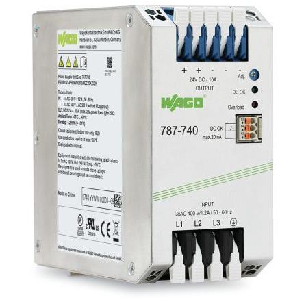WAGO Napájecí zdroj na lištu DIN 787, počet výstupů: 3 Spínaný režim 400V ac/dc 10 A AC/DC 24V dc DC 240 W