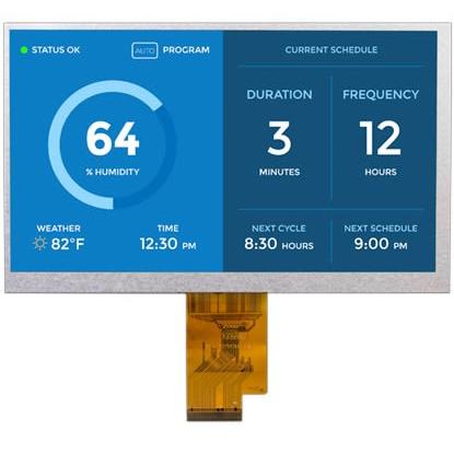 Barevný displej LCD, řada: DT070DTFT-IPS-HB-PTS 7 in 1024 x 600 pixelů podsvícení LED rozhraní LVDS Displaytech