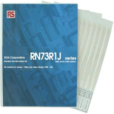 Sada rezistorů, řada: RN73R AEC-Q200 Tenký film, Povrch 67 100 Ω → 56 kΩ KOA 6700