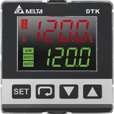 Delta Electronics PID regulátor teploty, řada: DTK Montáž do panelu, 50 °C, 0 °C 1, počet výstupů: 2, výstup: Relé 240V,