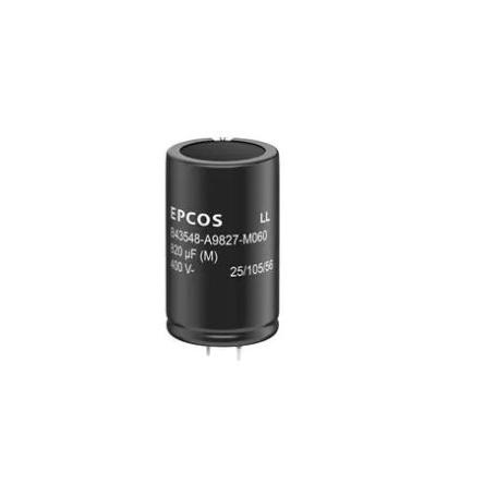 Kondenzátor, řada: B43548 100 μF ±20 % 690mΩ 500V dc, Zacvakávací montáž TDK