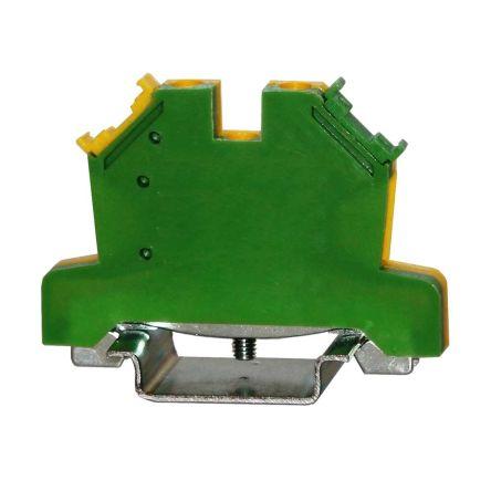 RS PRO Zemnicí svorkovnice, počet cest: 1, 10AWG, 24 AWG, délka: 58 mm Lišta DIN 0.5mm², 6 mm² barva Zelená, Žlutá