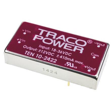 TRACOPOWER Měnič DC/DC TEN 10, výstup: 12V dc 1.5 kV dc, Vin 36V dc 415 mA, Vin 18V 10 W -40 °C 85 °C Montáž na plošný