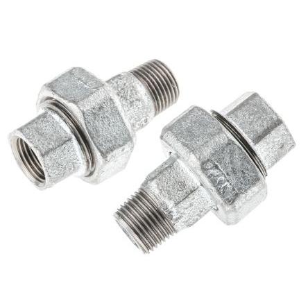 Georg Fischer Armatura z kujné oceli Adaptér ventilu Galvanizovaný Vnější BSPT 1/2 in Vnitřní BSPP 1/2 in