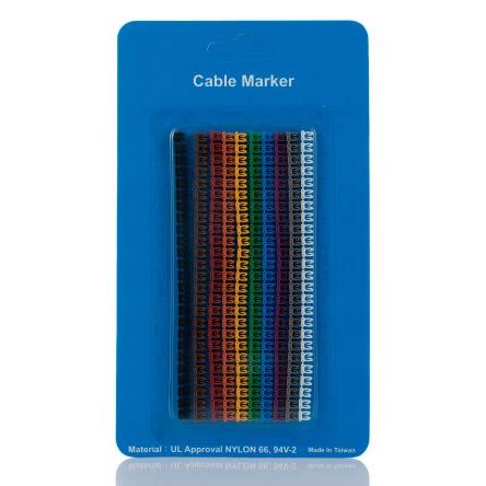 Označovač kabelu, řada: Clip on Cable Markers S příchytkou barva Žlutá Tisknutelný RS PRO 0-9-A-Z 2 mm
