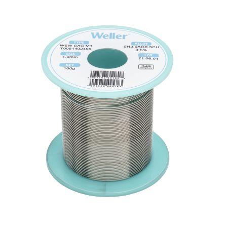 Bezolovnatá pájka Vodič, průměr drátu: 1 mm bod tání 221 °C 0 % olova 0.5 % mědi 96.5 % cínu 3 % stříbra 100 g Weller