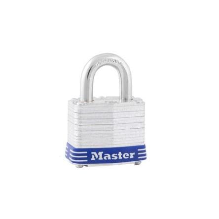 Master Lock Ocelový visací zámek Klíč, Laminovaná ocel, Kalená ocel 7 mm třmen, Modrá 40mm
