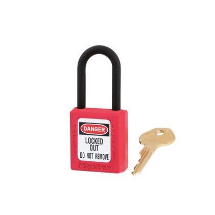 Master Lock Bezpečnostní visací zámek Klíč, Termoplast 6 mm třmen, Červená