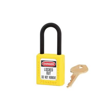 Master Lock Bezpečnostní visací zámek Klíč, Termoplast 6 mm třmen, Žlutá