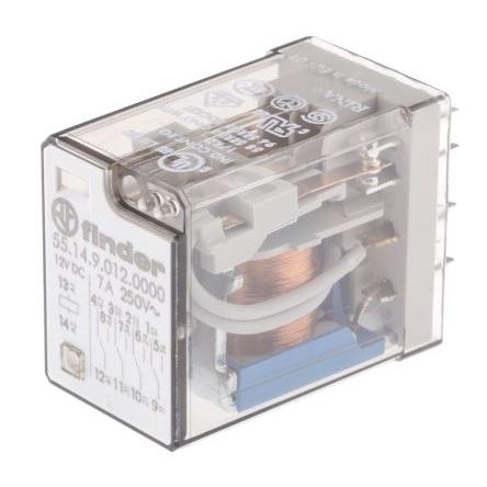 Finder Výkonové relé 4PDT Montáž na plošný spoj 7A 12V dc 55