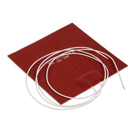 RS PRO Silikonová topná rohož, 10 W, Čtvercový, 200 °C, 12V dc, 100 mm, 100mm