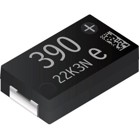 Polymerový kondenzátor, řada: JX 390 μF ±20 % EEFJX0E391RC 2.5V, Povrch Panasonic