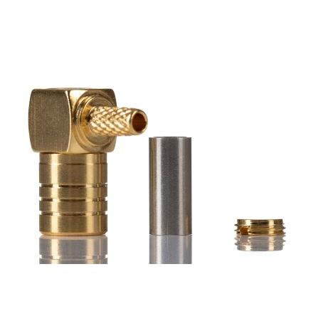 RS PRO Koaxiální konektor, řada: RS PRO Vnitřní, 50 Ω, orientace těla: Pravý úhel, Kabel Konektor SMB Krimpovací, 4GHz