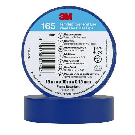 Elektrikářská páska, název: Temflex, Modrá Vinyl 15mm x, délka: 10 m tloušťka 0.152 mm 3M