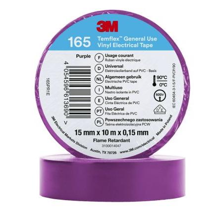 Elektrikářská páska, název: Temflex 165, Purpurová Vinyl 15mm x, délka: 10 m tloušťka 0.152 mm 3M
