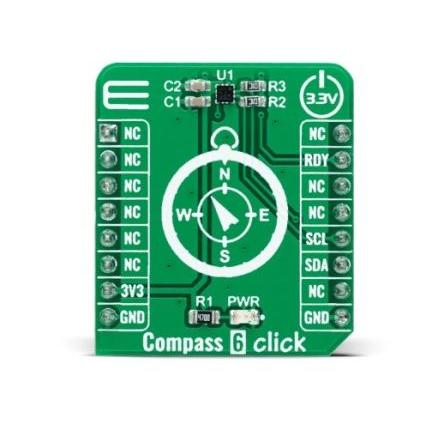 Magnetický snímač 3D, klasifikace: Přídavná deska for HSCDTD008A, pro použití s: MikroBUS Compass 6 Click MIKROE-4796
