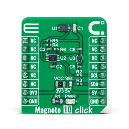 Snímač magnetometru, klasifikace: Přídavná deska for MLX90392, pro použití s: MikroBUS Magneto 10 Click MIKROE-4866