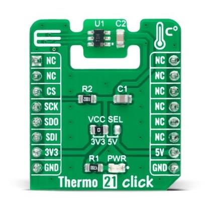 Snímač teploty, klasifikace: Přídavná deska for ADT7301, pro použití s: MikroBUS Thermo 21 Click MIKROE-4879