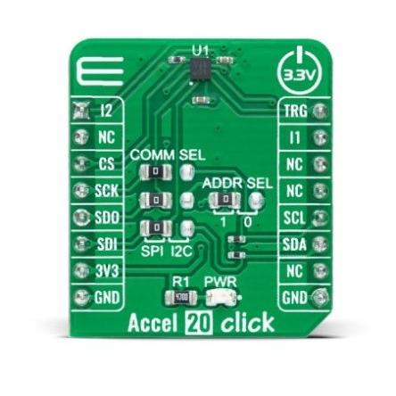Akcelerometrový snímač, klasifikace: Přídavná deska for KX134-1211, pro použití s: MikroBUS Accel 20 Click MIKROE-4888