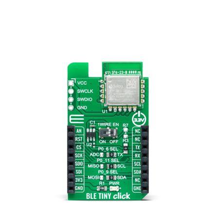 Komunikační a bezdrátový vývojový nástroj pro Bluetooth DA14531MOD, 74LVC1G3157 Bluetooth Smart (BLE) BLE TINY Click