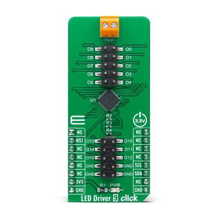 MikroElektronika Vývojový nástroj pro LED MIKROE-4595, LED ovladač, Ovladač LED 9 Click, TLC59116 Přídavná deska, pro