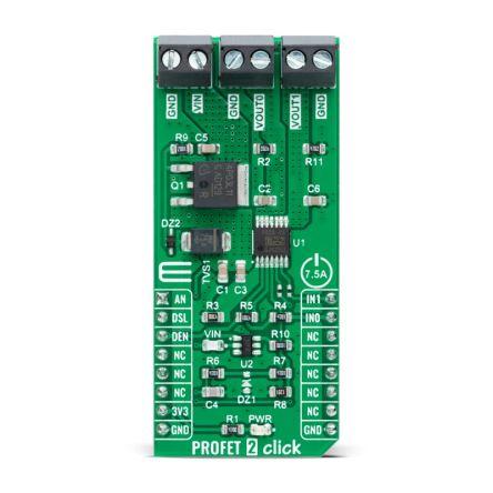 Vývojová sada pro řízení napájení PROFET 2 Click Spínač s ochranou MikroElektronika BTS70082EPAXUMA1, pro použití s: