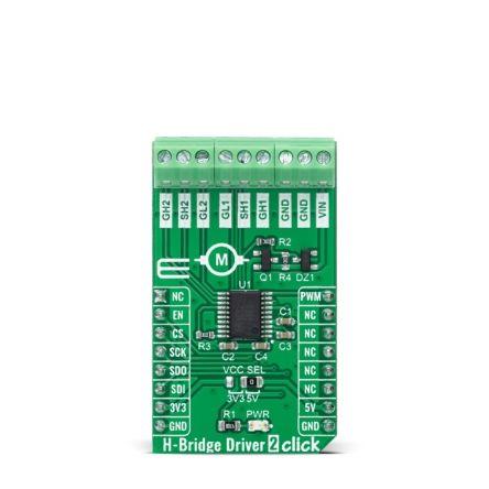 Modul budiče hradla Ovladač H-můstku 2 Click Budič motoru DC MikroElektronika H-bridge Gate Driver, pro použití s: Motor