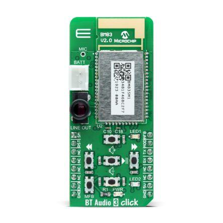 Komunikační a bezdrátový vývojový nástroj pro Bluetooth 5.0 BM83, AK4430 Bluetooth Audio BT Audio 3 Click