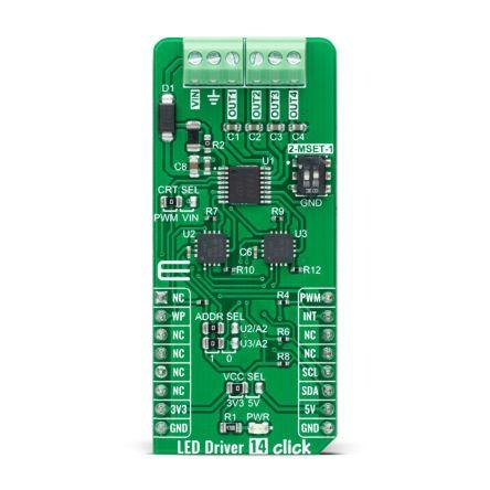 MikroElektronika Vývojový nástroj pro LED MIKROE-4996, LED ovladač, Ovladač LED 14 Click, BD18337EFV-M Přídavná deska,