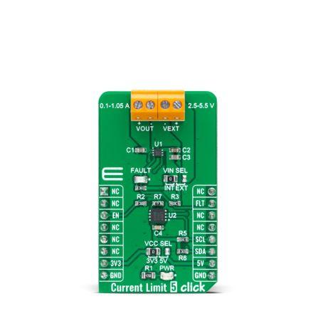 Vývojová sada pro řízení napájení Current Limit 5 Click Řízení spotřeby MikroElektronika MIC2099, MCP4561, pro použití