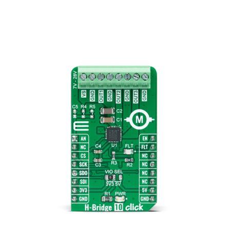 Vývojový nástroj pro motory a robotiku H-můstek 10 Click Budič motoru DC MikroElektronika MP6523, pro použití s: Zásuvka