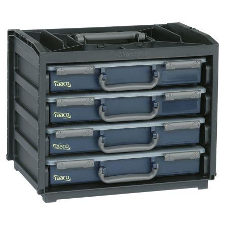 Přihrádková krabice 64 přihrádek Černá, Šedá, Polypropylen, Polykarbonát Nastavitelné přepážky 310 mm x 376mm x 265 mm