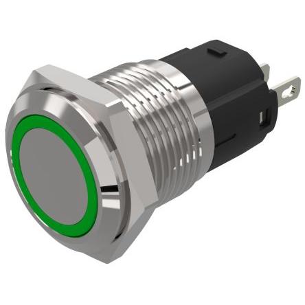 Indikátor, řada: 82 Zelená, typ žárovky: LED Pájecí zakončení EAO 24V ac/dc 16 mm, IP65, IP67