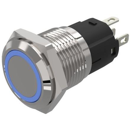 EAO Osvětlené tlačítko, řada: 82 IP65, IP67 SPDT Panel Blokování Osvětlené 16 mm 3A, barva LED: Modrá 12 V dc 12 V ac