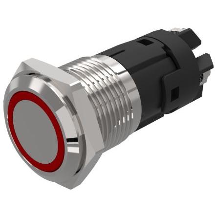 EAO Osvětlené tlačítko, řada: 82 IP65, IP67 SPDT Panel Okamžité Osvětlené 16 mm 3A, barva LED: Červená 24 V dc 24 V ac