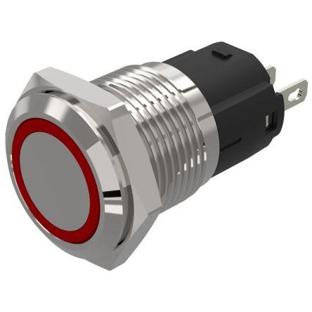 Indikátor, řada: 82 Červená, typ žárovky: LED Pájecí zakončení EAO 12V ac/dc 16 mm, IP65, IP67