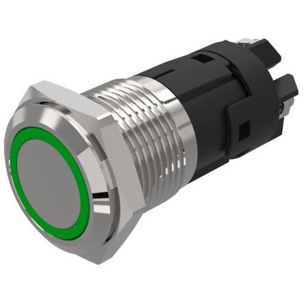 EAO Osvětlené tlačítko, řada: 82 IP65, IP67 SPDT Panel Okamžité Osvětlené 16 mm 3A, barva LED: Zelená 24 V dc 24 V ac