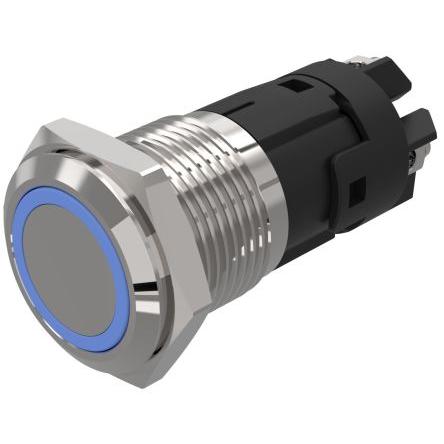 EAO Osvětlené tlačítko, řada: 82 IP65, IP67 SPDT Panel Blokování Osvětlené 16 mm 3A, barva LED: Modrá 12 V dc 12 V ac