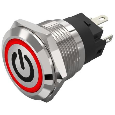 EAO Osvětlené tlačítko, řada: 82 IP65, IP67 SPDT Panel Okamžité Osvětlené 19 mm 3A, barva LED: Červená 240 V dc 240 V ac