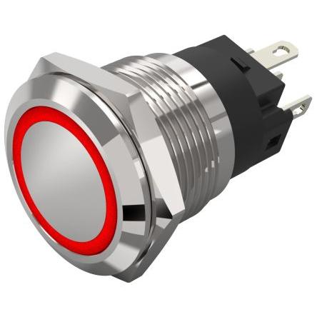 EAO Osvětlené tlačítko, řada: 82 IP65, IP67 SPDT Panel Okamžité Osvětlené 19 mm 3A, barva LED: Červená, Zelená 240 V dc